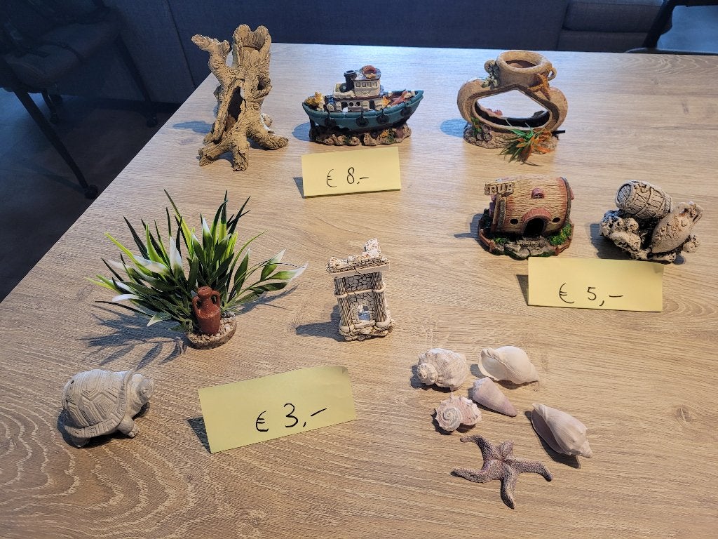 aquarium ornamenten per stuk vanaf, Ophalen, Decoratie, Overige merken, Zo goed als nieuw