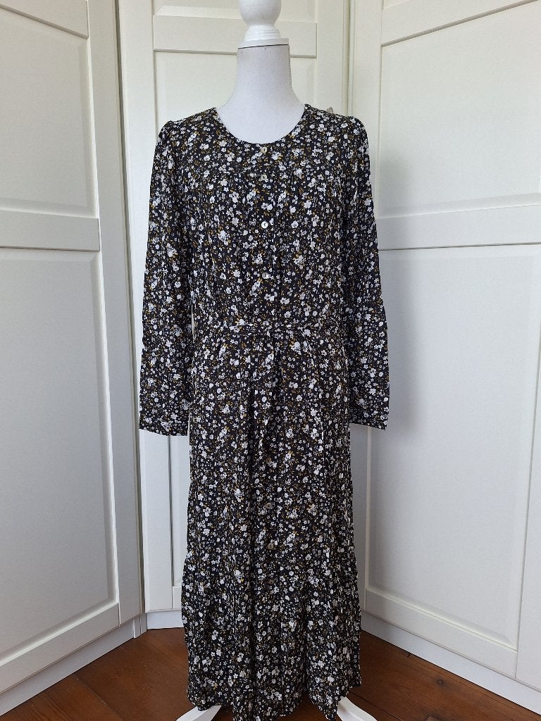 Geisha nieuwe lange zomer floral doorknoop jurk S 36 (= M), Geisha, Zwart, Nieuw, Ophalen of Verzenden