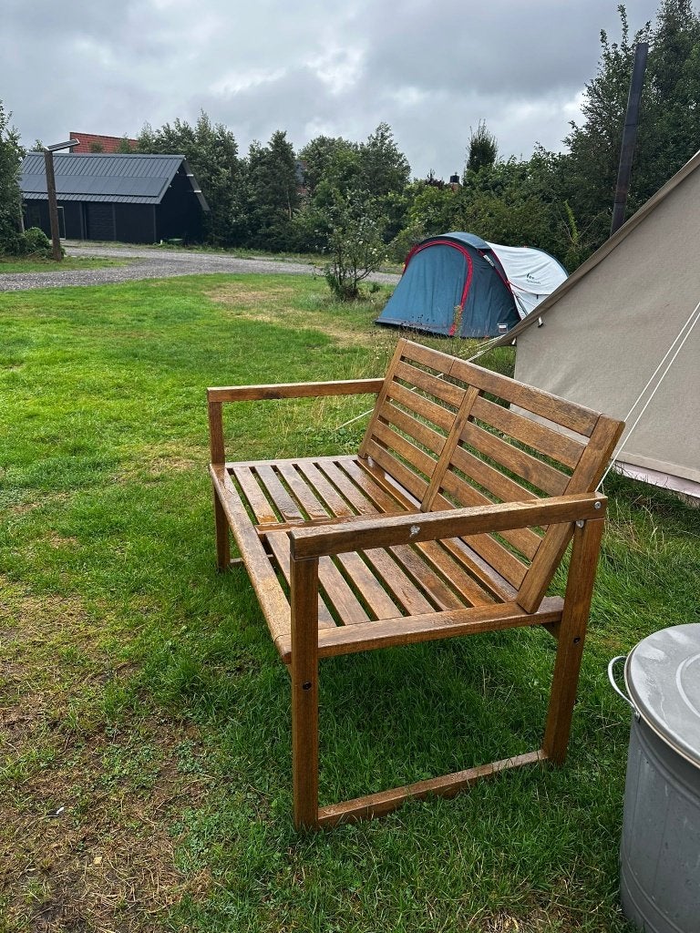 twee 2 houten tuinbankjes, Ophalen, Gebruikt, Hout