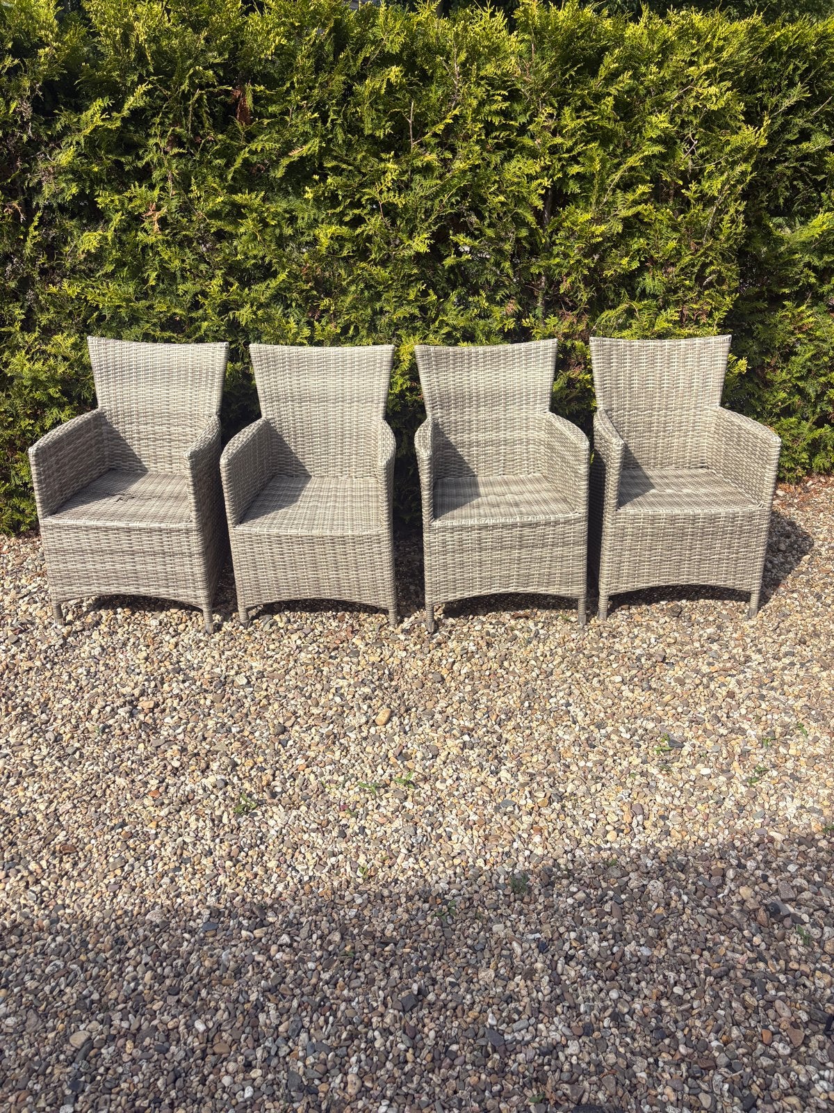 4 Pure Boke Wicker Tuinstoelen met Kussens, Tuin en Terras, Ophalen, Gebruikt, Wicker