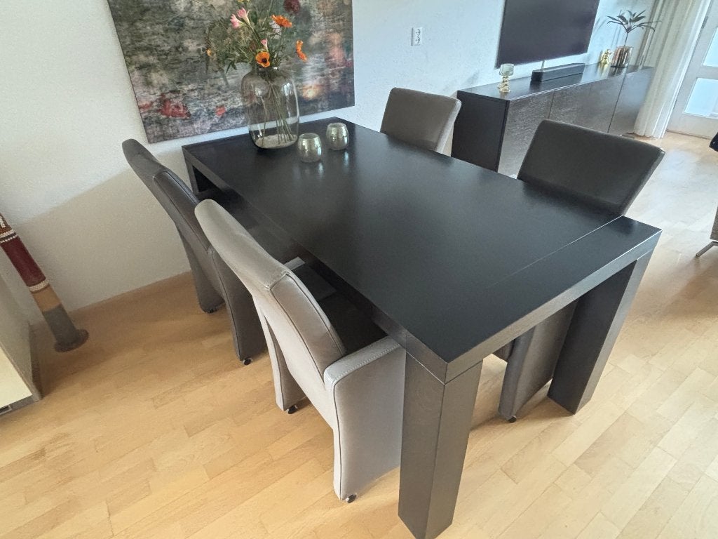 donker gelakte eiken eettafel, Ophalen, Gebruikt, Eikenhout, 50 tot 100 cm