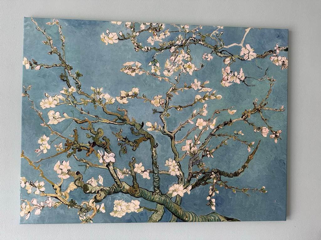 Van Gogh Amandelbloesem Canvas Schilderij 100x75, Ophalen, Zo goed als nieuw, Schilderij