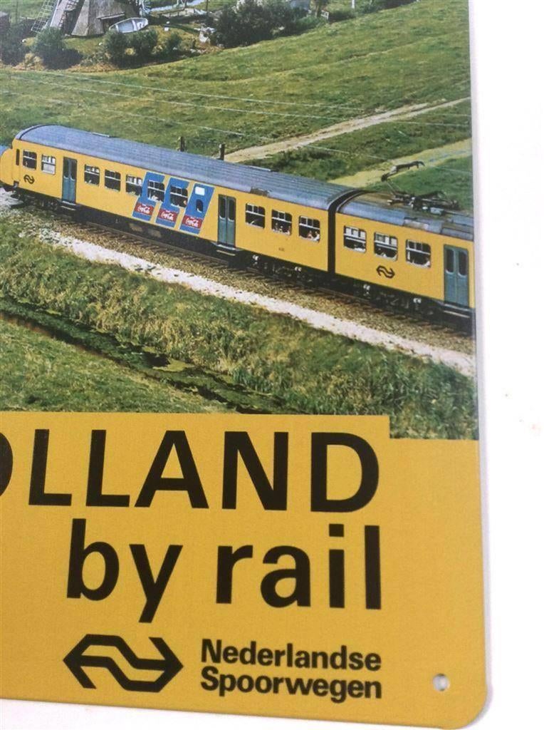 NS Vintage Reclame HOLLAND BY RAIL Trein Metalen Wandbord, Ophalen of Verzenden, Nieuw, Trein, Overige typen