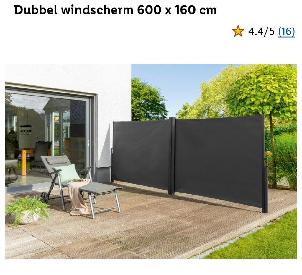 Windscherm 600x 160cm, Ophalen, 200 cm of meer, 150 tot 200 cm, Nieuw