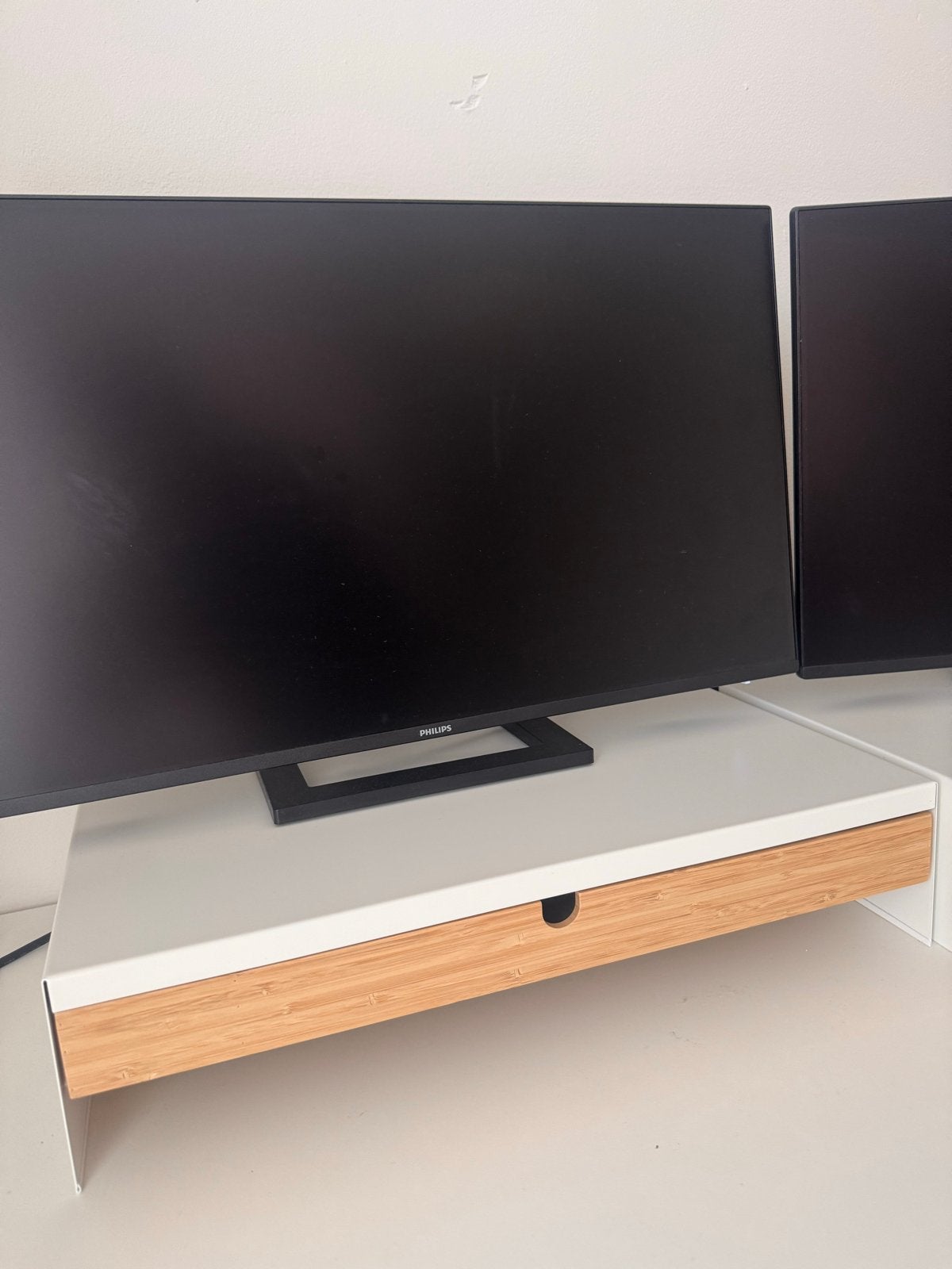 IKEA ELLOVEN monitorstandaard met lade – wit/bamboe, Ophalen of Verzenden, Nieuw