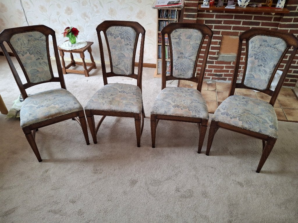 nog 1 wk :4 Prachtige Eikenhouten Eetkamerstoelen –Klassiek, Ophalen, Hout, Gebruikt, Bruin
