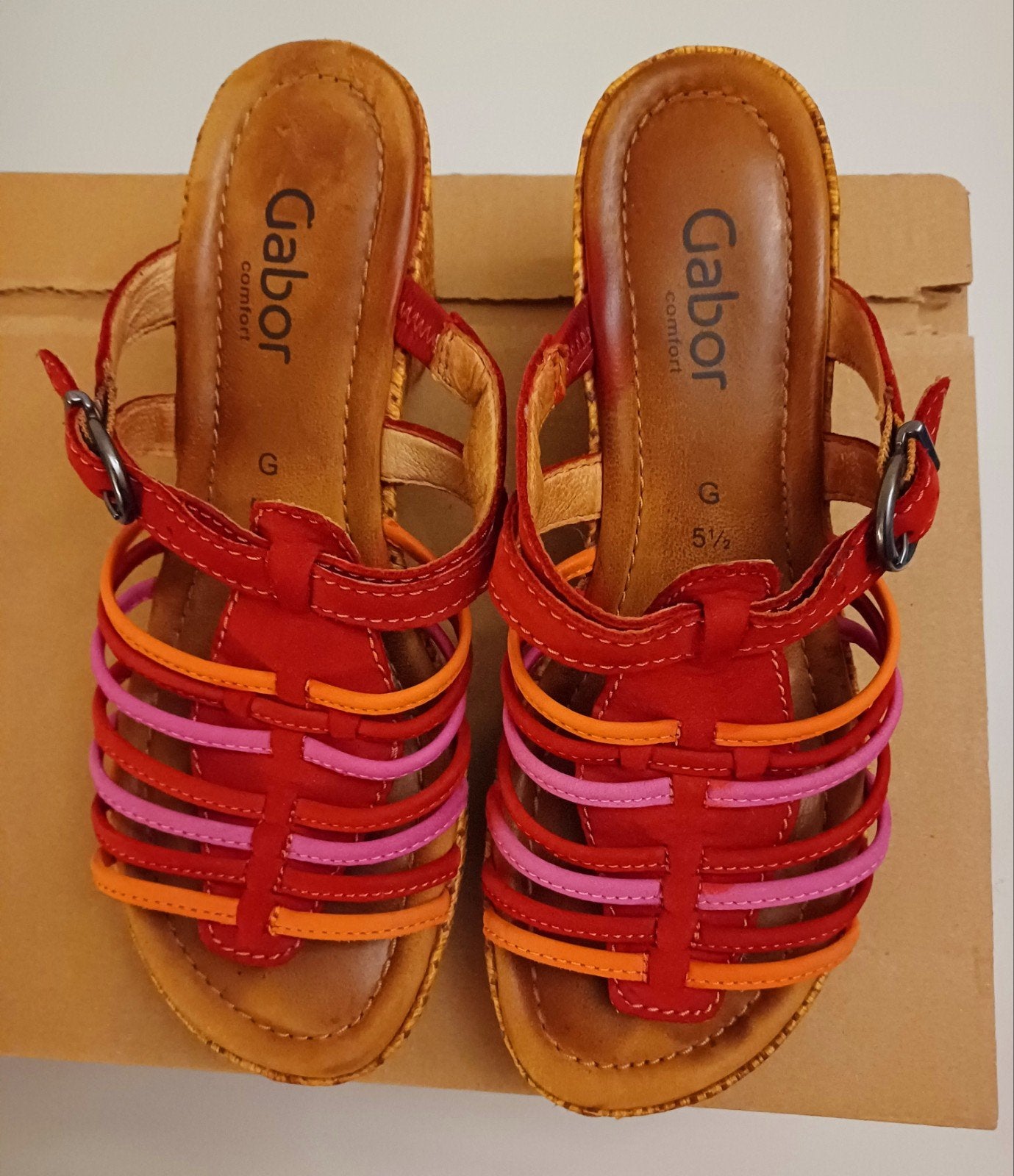 Nieuw Gabor 5,5 = 39 leren sleehak sandalen., Kleding | Dames, Ophalen, Nieuw
