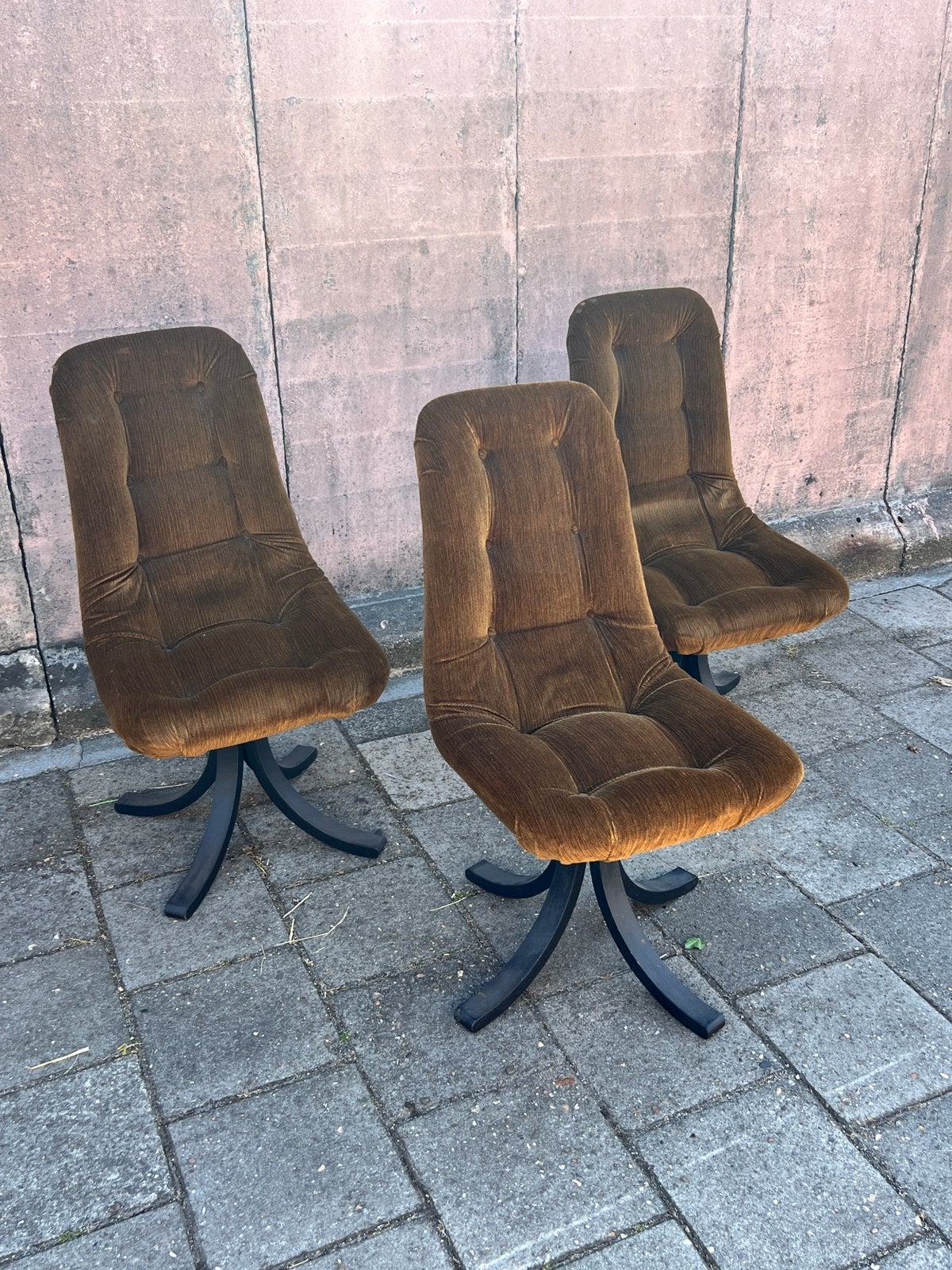 Set van drie vintage draaistoelen, Denemarken 60’s, Ophalen, Gebruikt, Onbekend, Onbekend