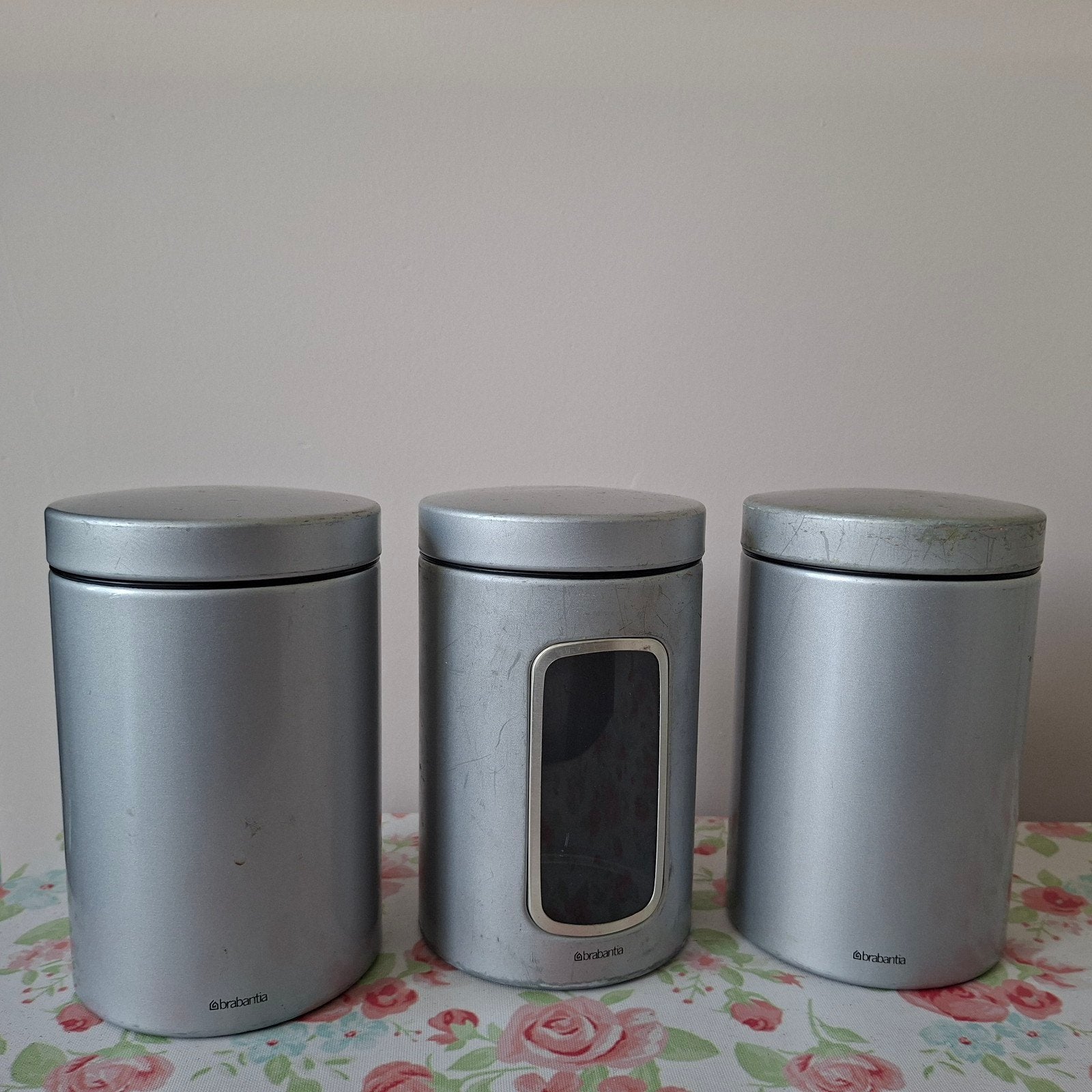Brabantia voorraadpotten set van 3 - zilver, Ophalen, Gebruikt, Zilver, Voorraadpot