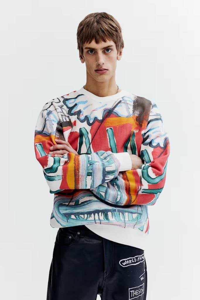 Jean Michel Basquiat Sweatshirt H&M, Large - loose fit, Maat 52/54 (L), Verzenden, Nieuw, Overige kleuren