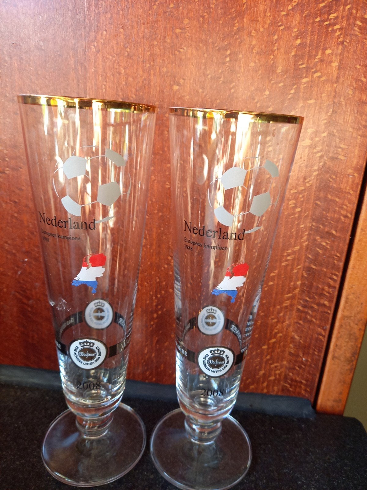 Warsteiner Nederland EK 1988 Kampioen Bierglazen (2 stuks), Ophalen of Verzenden, Zo goed als nieuw