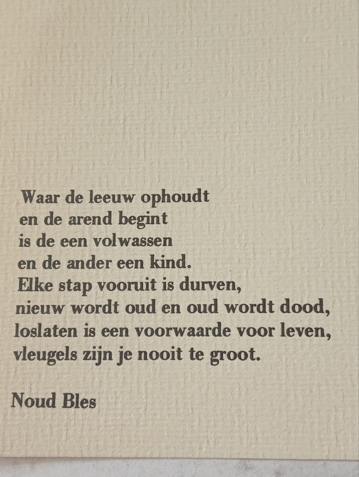 Noud Bles Litho met gedicht 1982 gesigneerd, Antiek en Kunst, Ophalen of Verzenden
