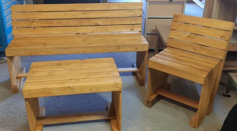 Tuinset voorzien van bank, 2 stoelen en tafel, Ophalen, 3 zitplaatsen, Bank, Nieuw