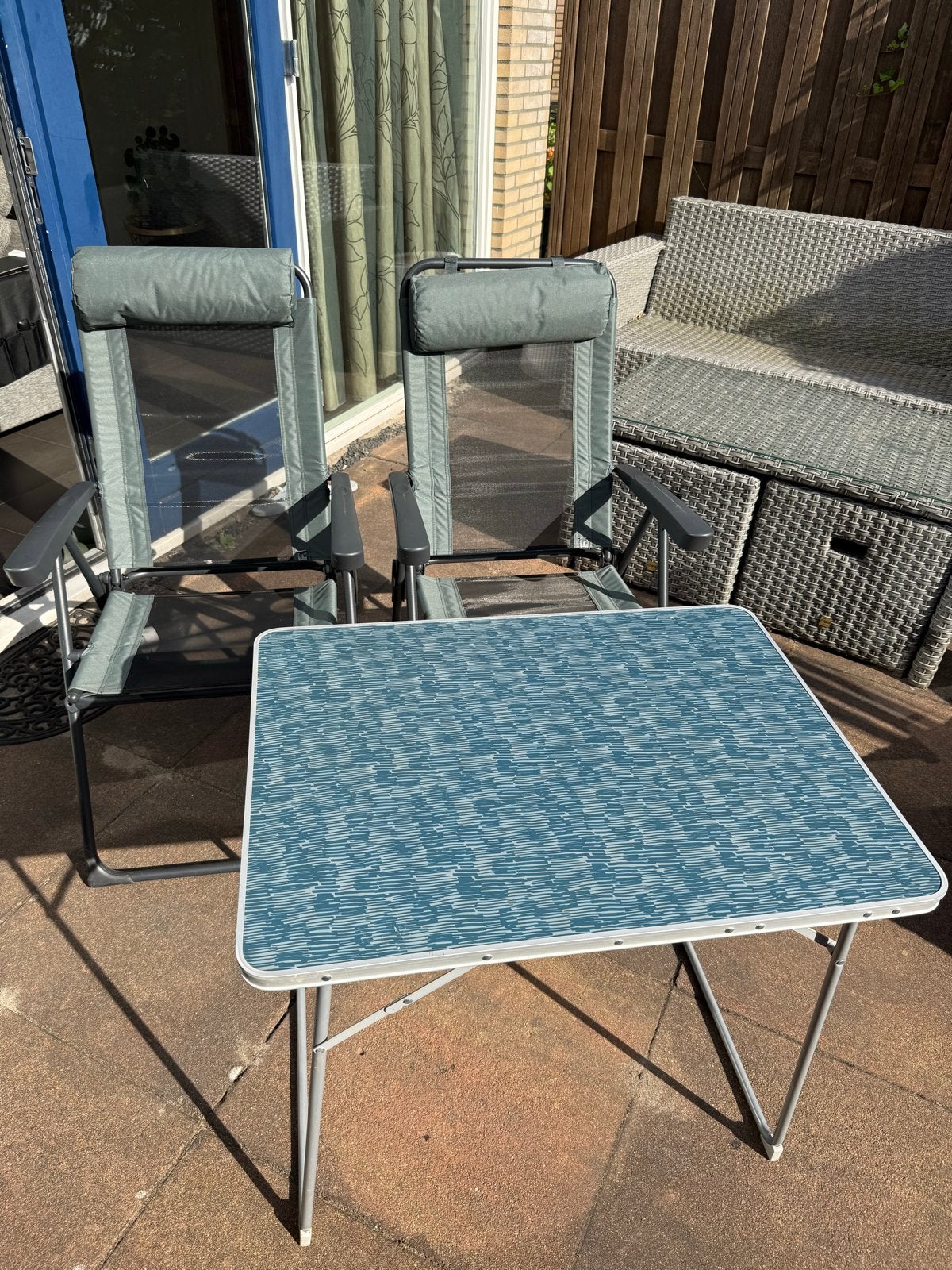 2 verstelbare campingstoelen met hoofdkussen, Ophalen, Gebruikt, Campingstoel