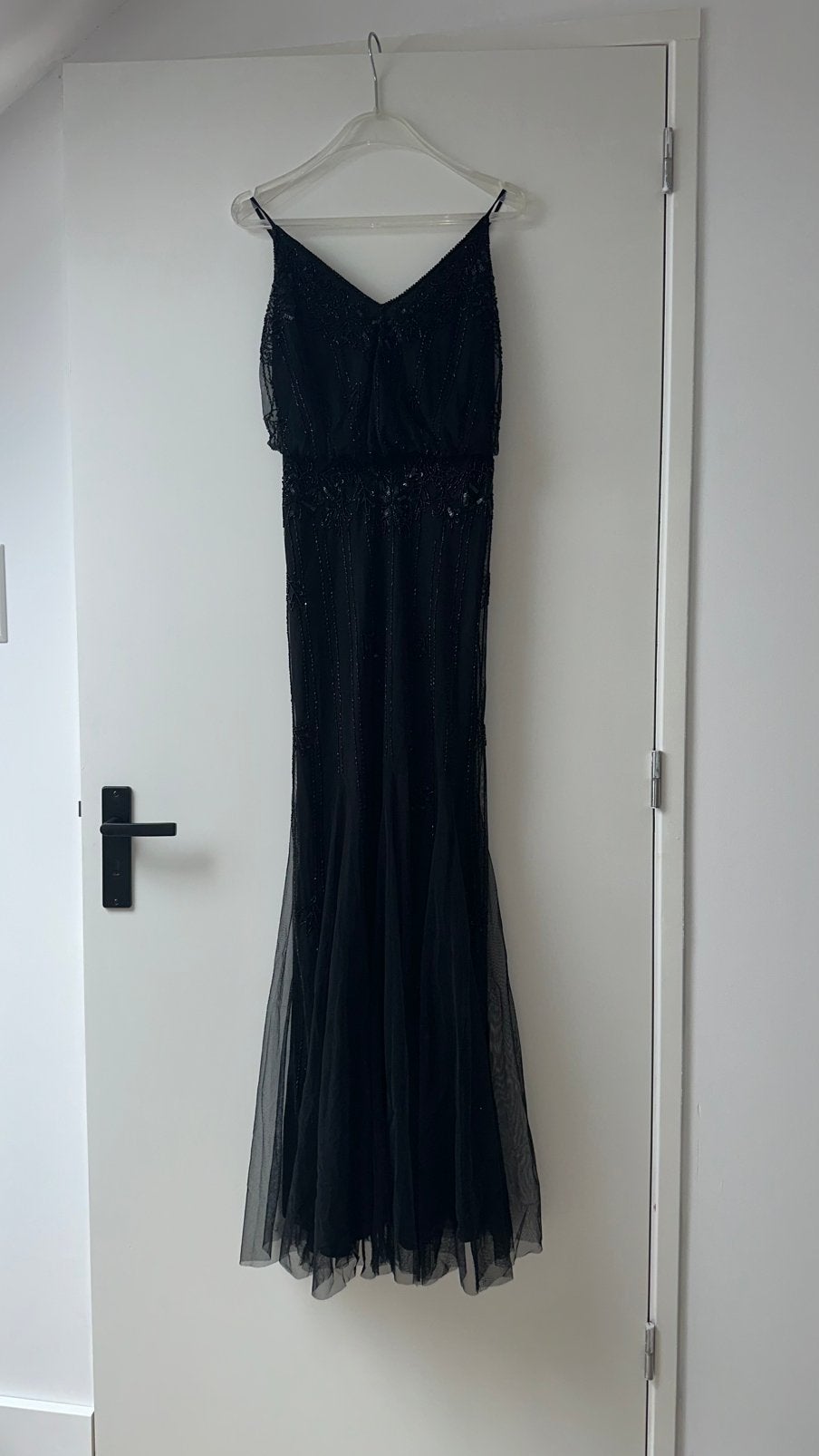 Prachtige Zwarte 'Lace & Beads' Maxi-Gala, Galajurk, Zwart, Ophalen of Verzenden, Zo goed als nieuw