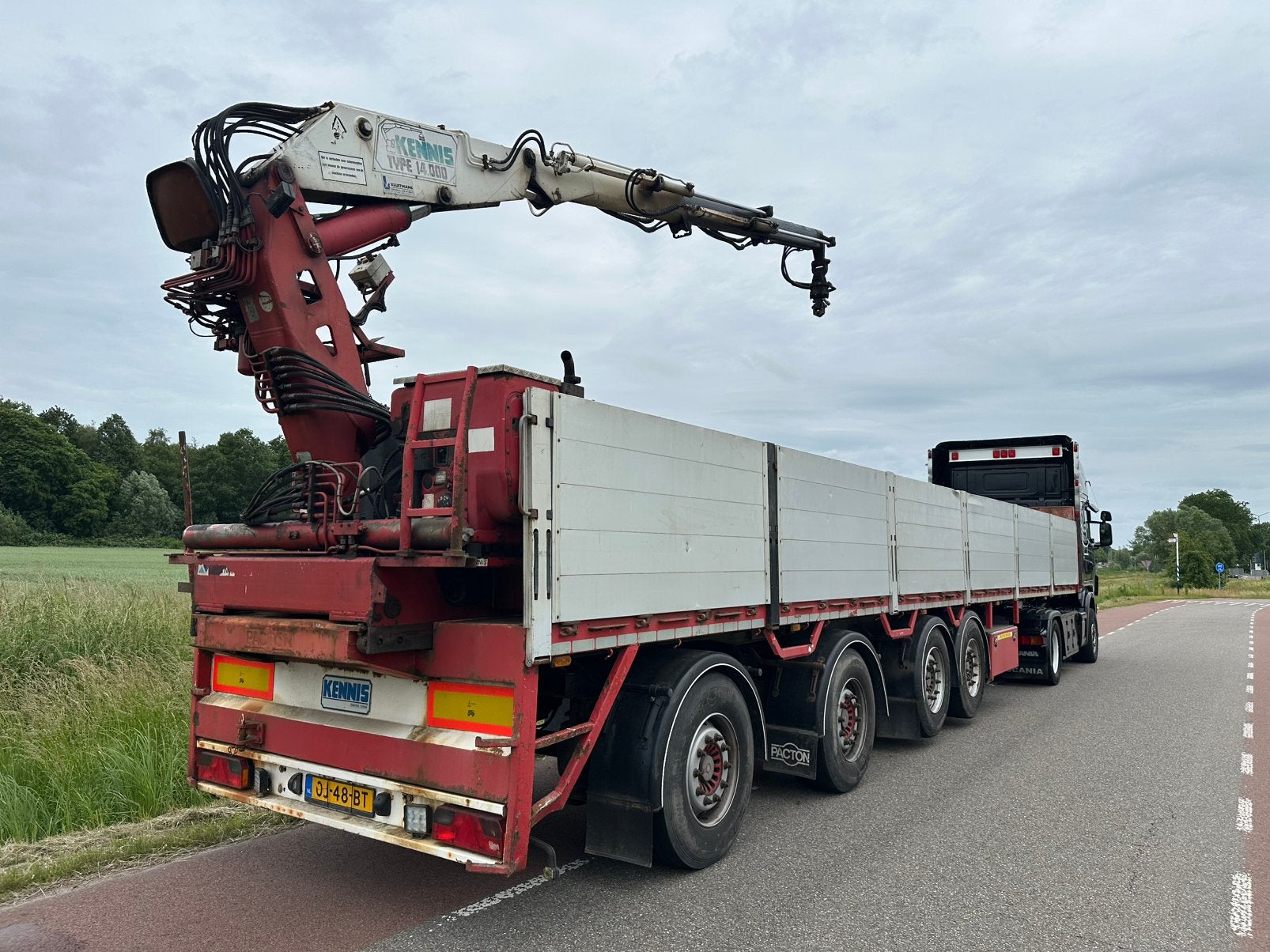 4 as Steenoplegger stenentrailer + APK + Kennis kraan R14, Bedrijf, Te koop