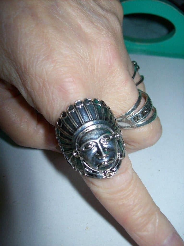 Ring Zilvertint Metaal INDIAAN model Maat 20, 20 of groter, Nieuw, Dame of Heer, Zilver