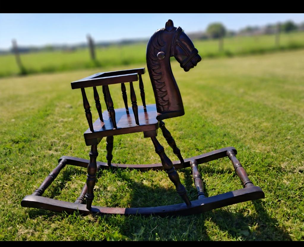 Antiek houten schommelpaard met stoel - Kleine beschadiging, Antiek en Kunst, Ophalen of Verzenden
