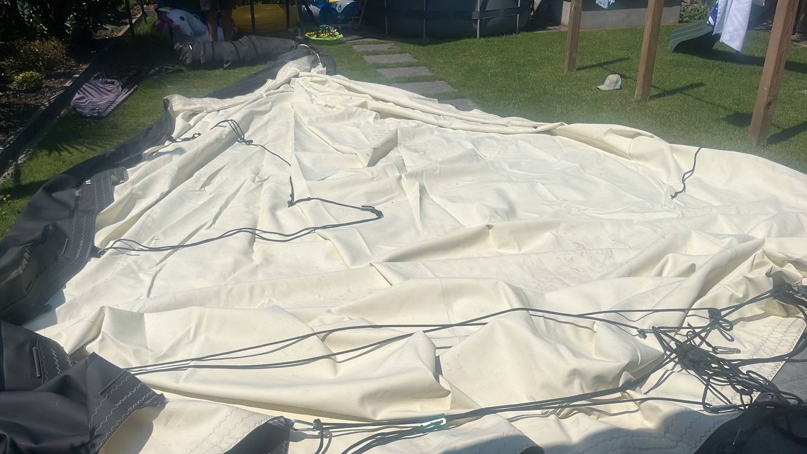 Stretch tentzeil 6x14 meter Euro Stretch met kleine beschadi, Ophalen, Gebruikt
