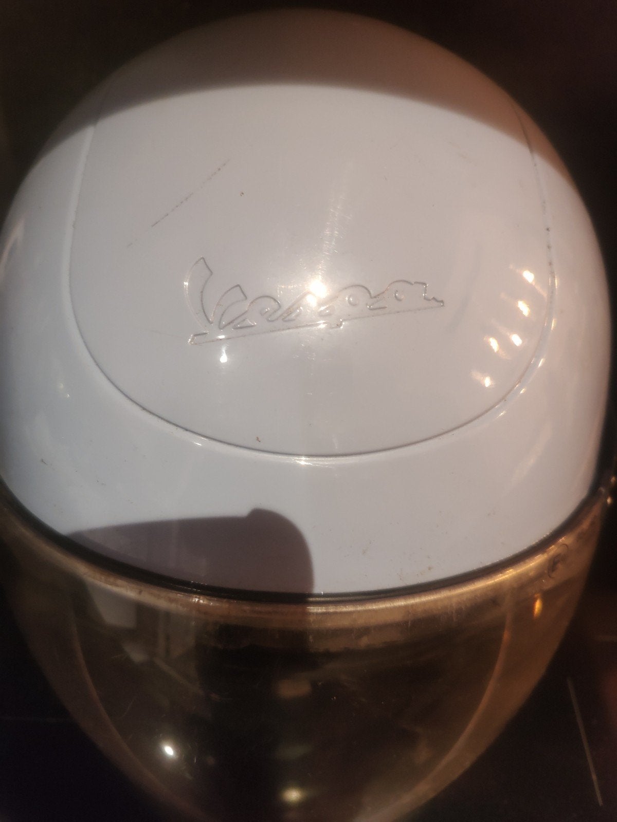 Vespa scooterhelm - Lichtblauw met vizier, Fietsen en Brommers, Brommerhelmen, Ophalen of Verzenden, Gebruikt, Medium, Vespa
