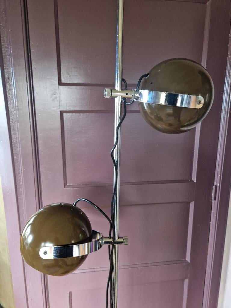 Vintage vloerlamp bollenlamp hoog 171.5 cm Herda., Gebruikt, Space age Gepo Herda, Ophalen of Verzenden, Metaal