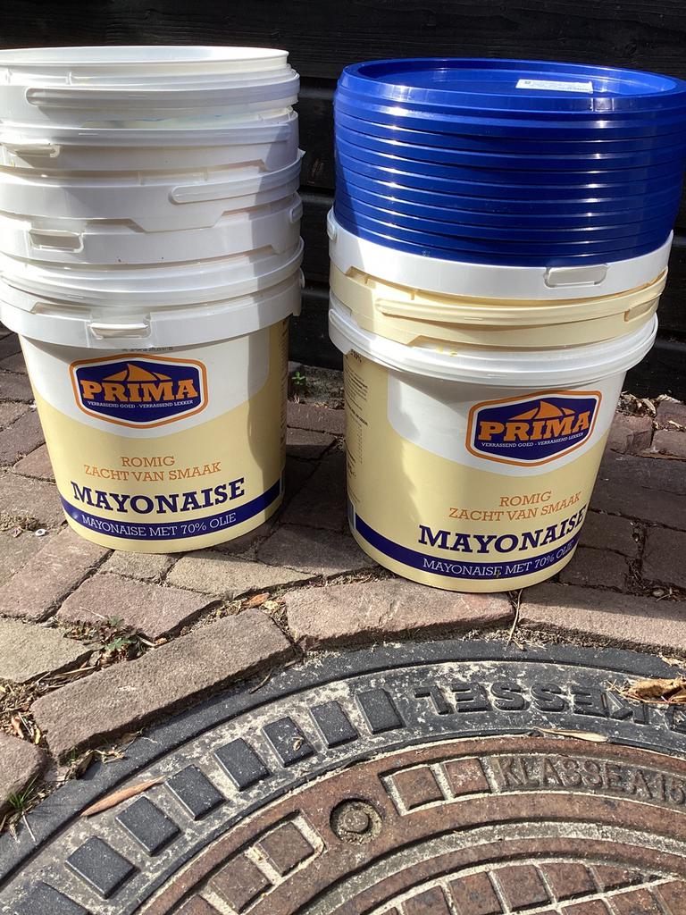 10 liter emmers met deksel, Ophalen, Zo goed als nieuw, Kunststof, Met deksel