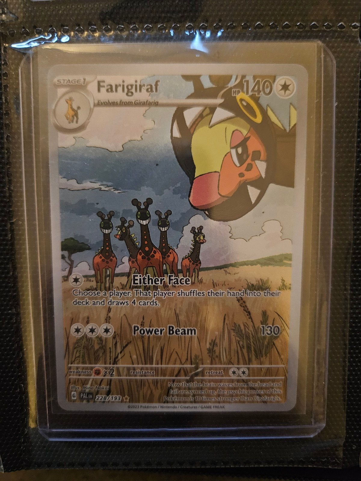 Pokemon Farigiraf 228/193 Paldea Evolved, Ophalen of Verzenden, Zo goed als nieuw, Losse kaart, Foil