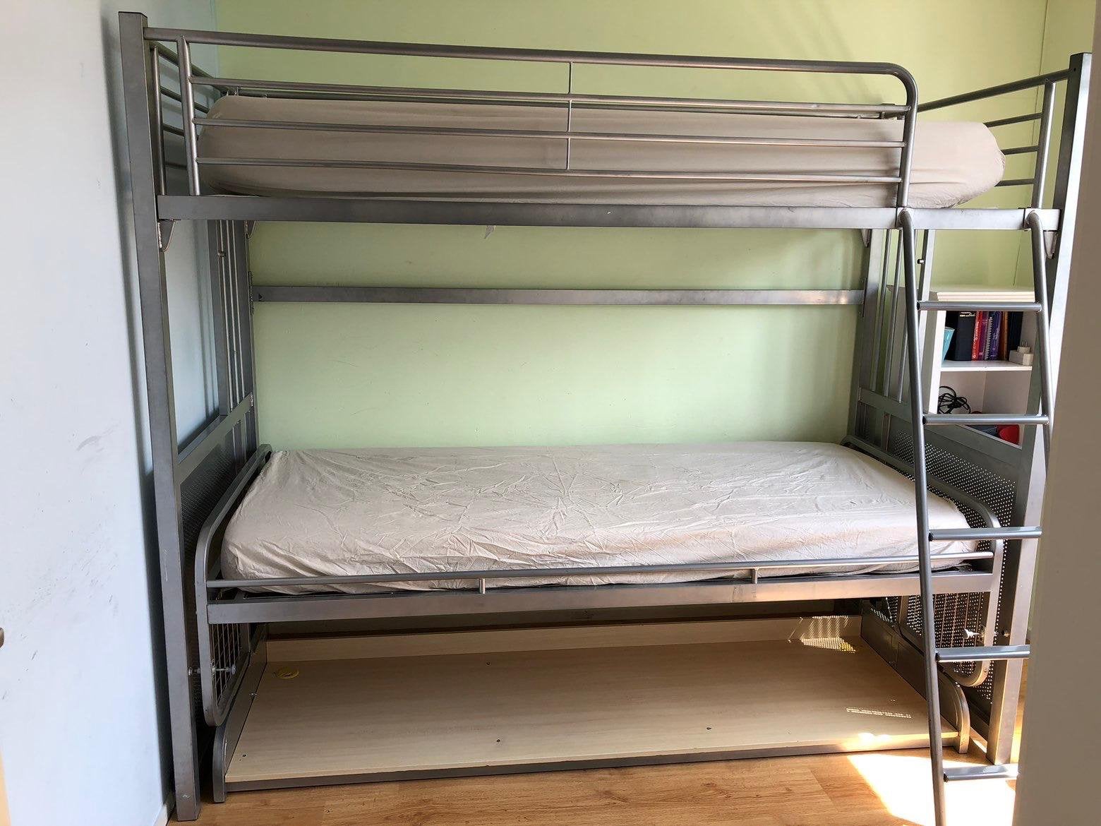 Stapelbed & bureau, Huis en Inrichting, Slaapkamer | Stapelbedden en Hoogslapers, Ophalen, Tweepersoons, 180 tot 200 cm, Stapelbed
