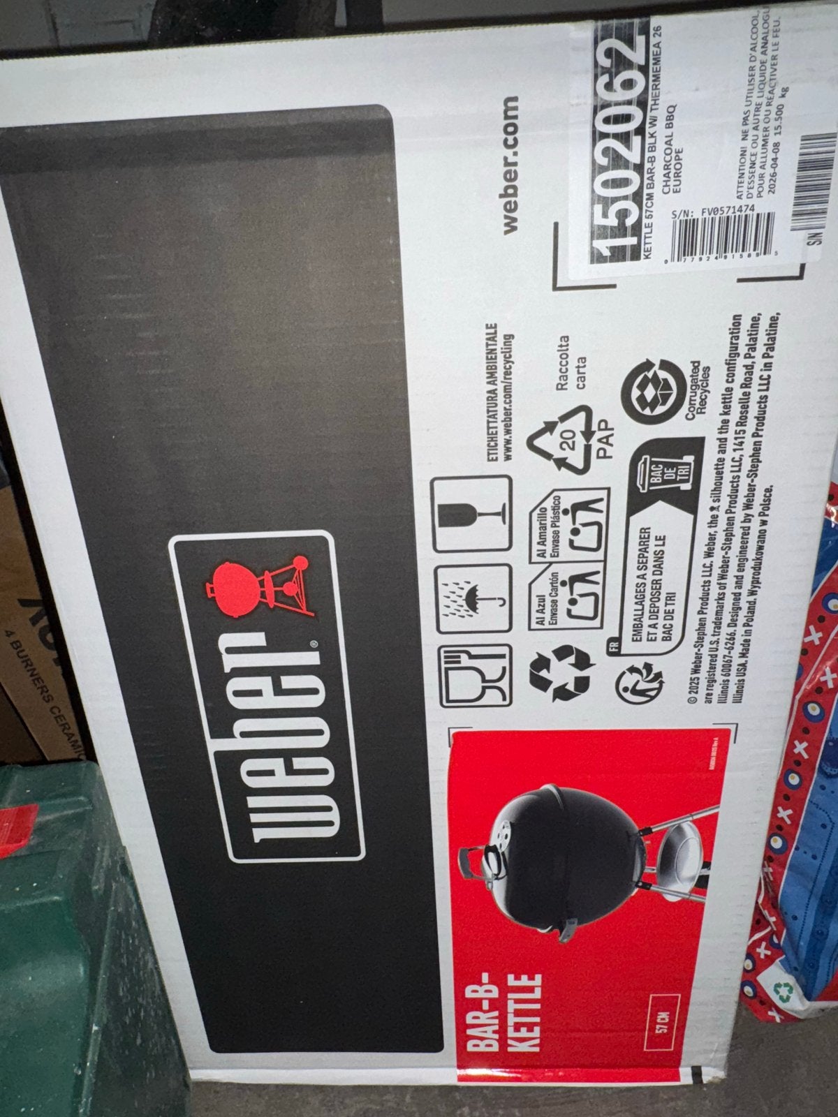 Weber Bar-B-Kettle 57cm Houtskoolbarbecue - Nieuw in doos, Ophalen of Verzenden, Nieuw