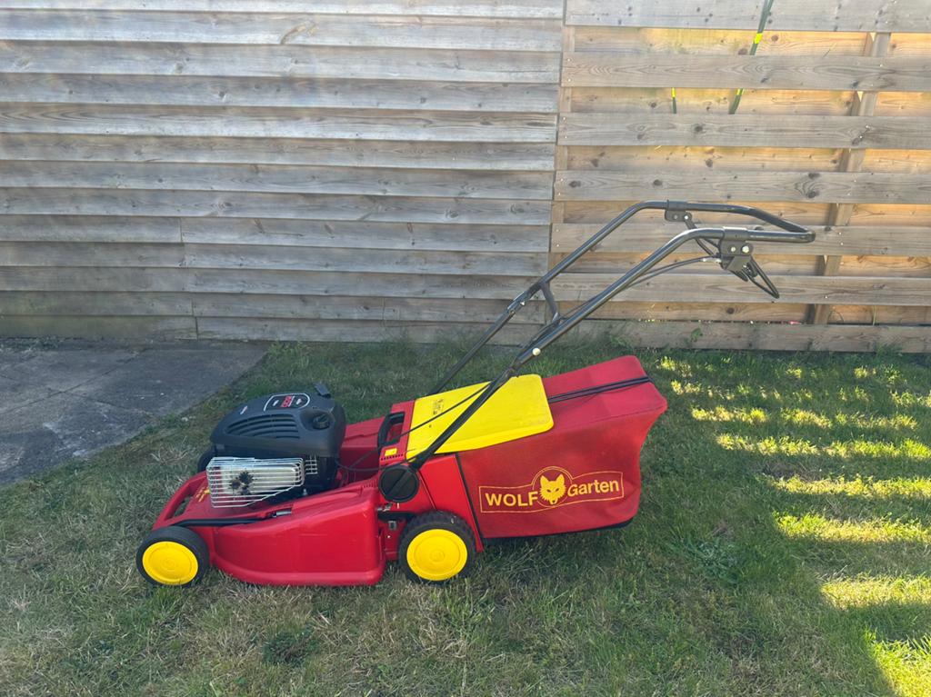 Wolf benzinemaaier met aandrijving, Tuin en Terras, Grasmaaiers, Ophalen, Cirkelmaaier, Gebruikt, 40 t/m 49 cm