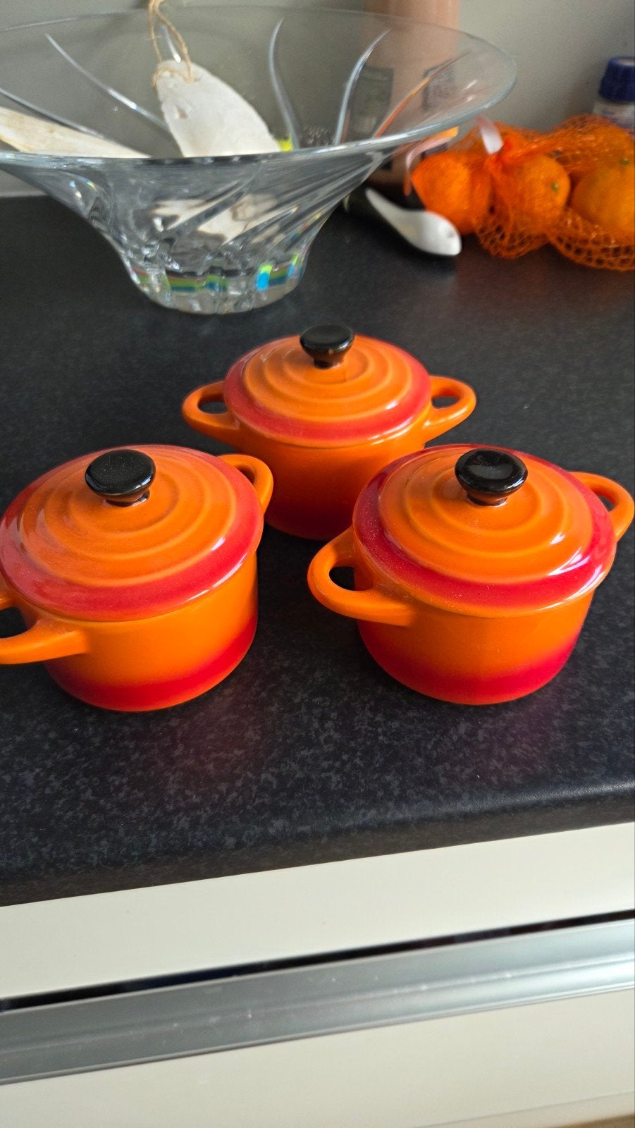 3 stenen mini schaaltjes met deksel, Steen, Gebruikt, Ophalen of Verzenden, Schaal of Schalen