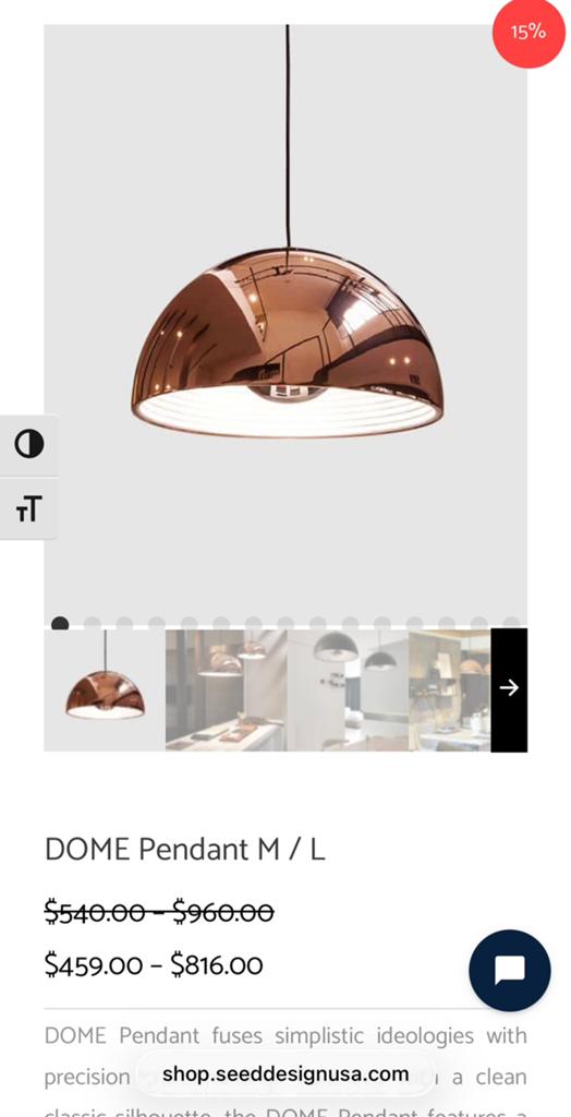 SEED DESIGN Dome lamp L koper kleur, Ophalen of Verzenden, Gebruikt, Metaal, 50 tot 75 cm