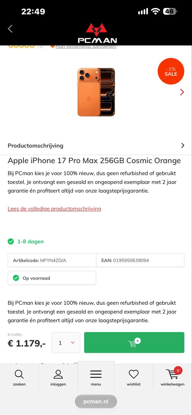 ⚠️ BLACKFRIDAY ⚠️ ACTIE Apple iPhone 17 Pro Max 256GB Cosmic, Telecommunicatie, 256 GB, Nieuw, Ophalen of Verzenden, Zonder simlock