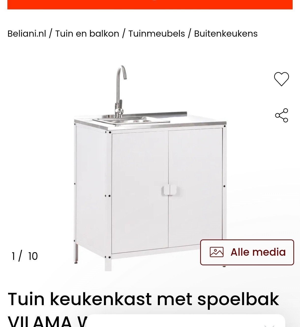 Buitenkeuken met spoelbak - Beliani Vilama V, Houtskool, Beliani, Nieuw, Ophalen of Verzenden