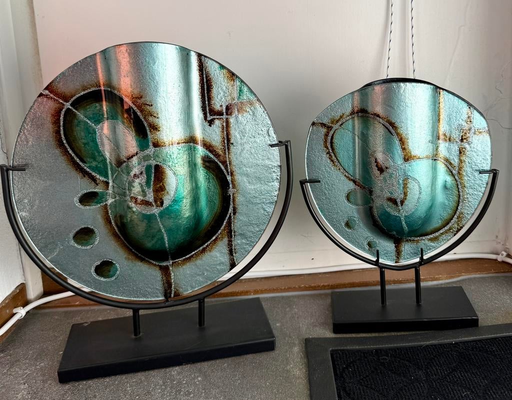 Set van turquoise vazen., Huis en Inrichting, Woonaccessoires | Vazen, Ophalen, Overige kleuren, Aardewerk of Porselein, Zo goed als nieuw