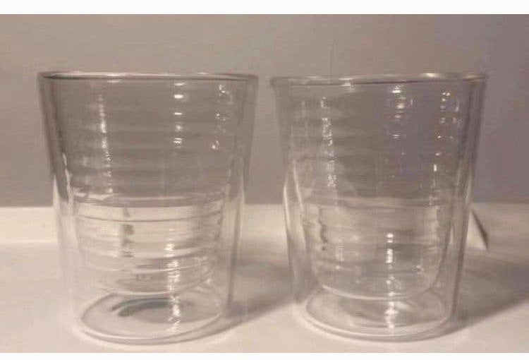 2 Dubbelwandige glazen espresso glaasjes.  Hoogte 7,5 cm., Verzamelen, Ophalen of Verzenden, Zo goed als nieuw, Overige typen