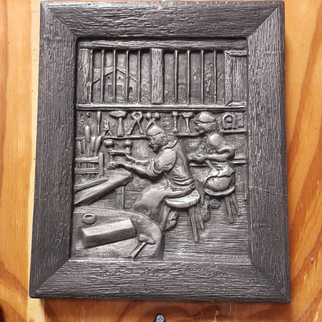 tin schilderij antiek reliefkunstwerk 4 stuks set, Ophalen