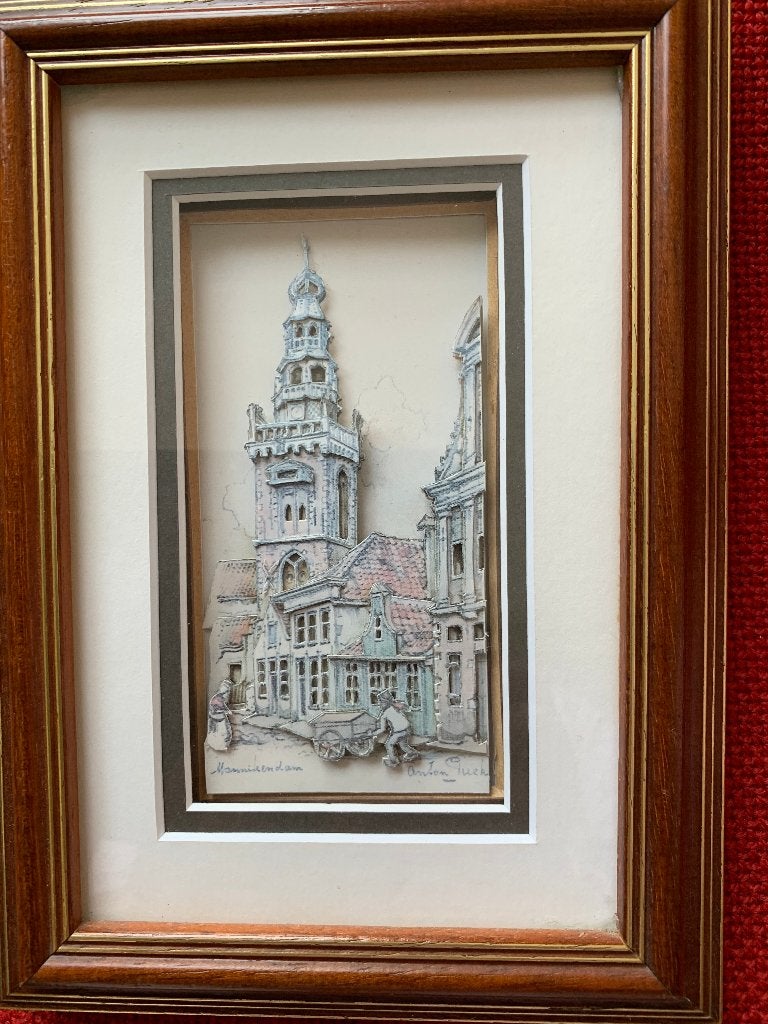 3D-kunstwerk van Anton Pieck - Monnickendam, Realistisch, Gemengde techniek, Verzenden, Origineel werk
