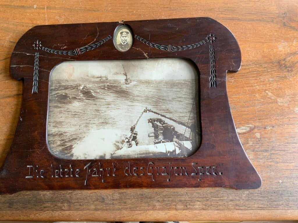 WO1 Foto 'Die letzte Fahrt des Grafen Spee' in lijst, Ophalen of Verzenden