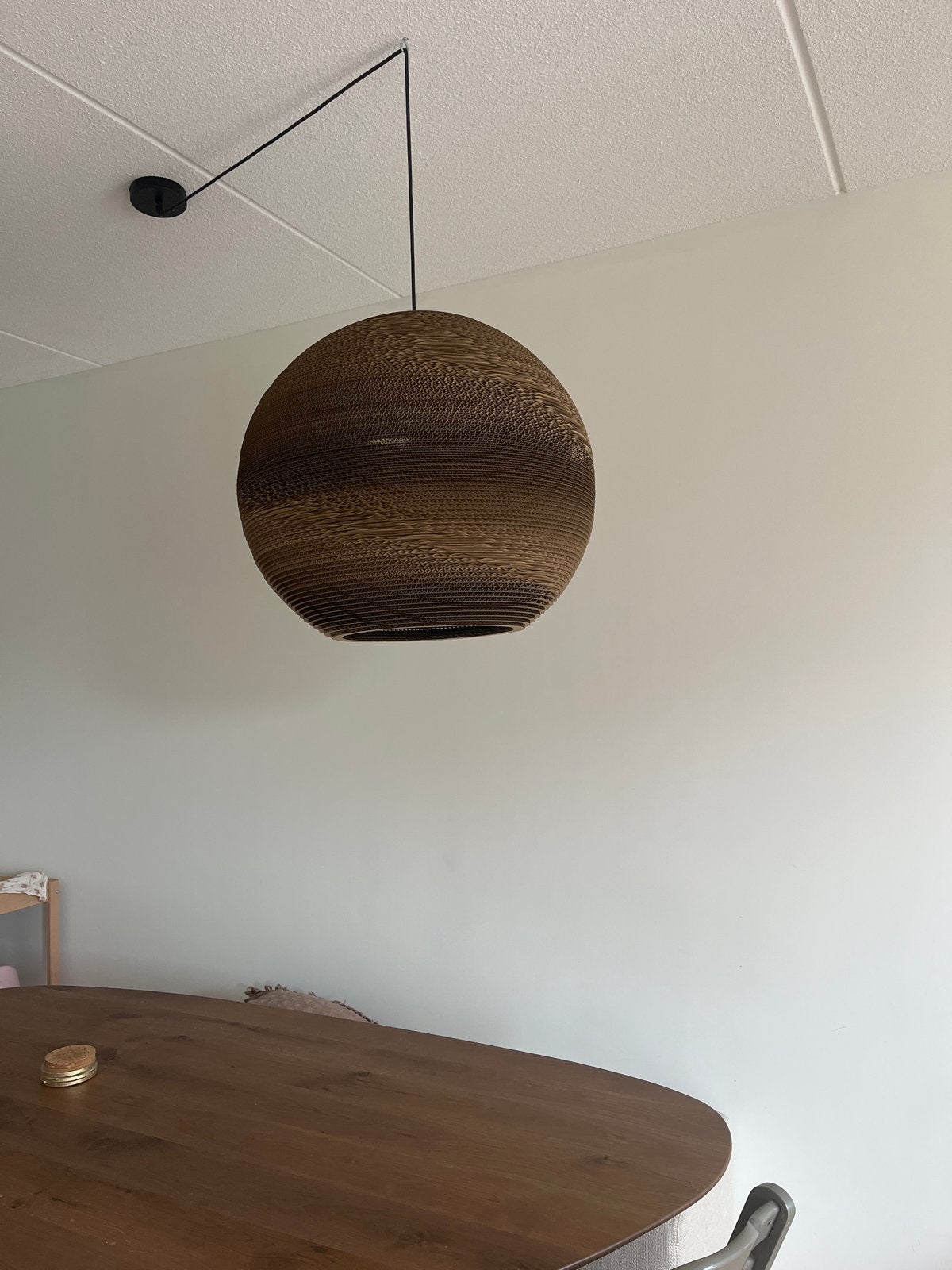 Unieke kartonnen hanglamp - sfeervolle verlichting, Ophalen, Zo goed als nieuw, Natuurlijk materiaal, E27 (groot)