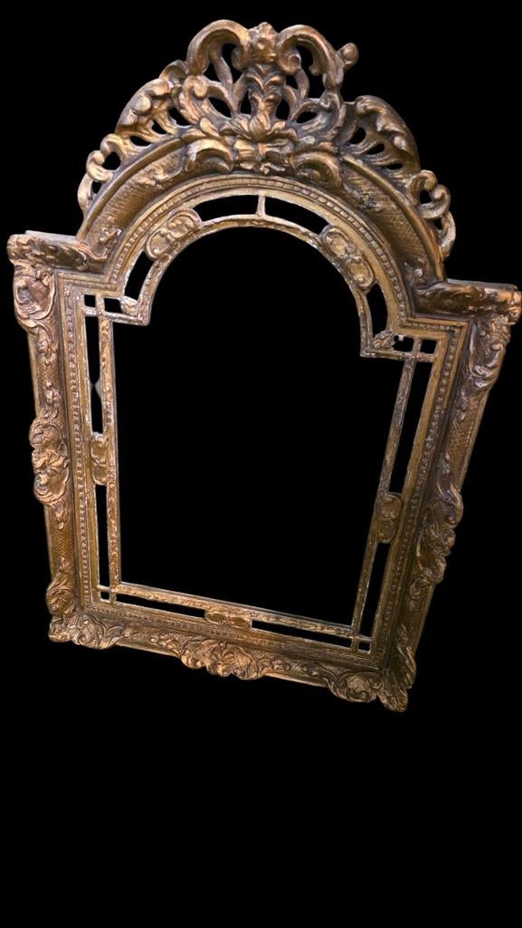 Antieke Franse Rijk Bewerkte Kuifspiegel, Antiek en Kunst, Antiek | Spiegels, Ophalen, Overige vormen, 50 tot 100 cm, 100 tot 150 cm