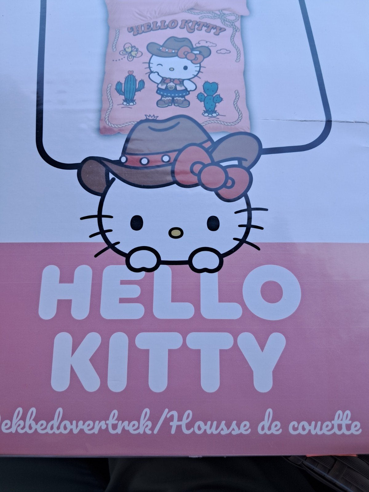 Hello Kitty Dekbedovertrek - Roze Cowboy Thema, Eenpersoons, Dekbedovertrek, Katoen, Nieuw