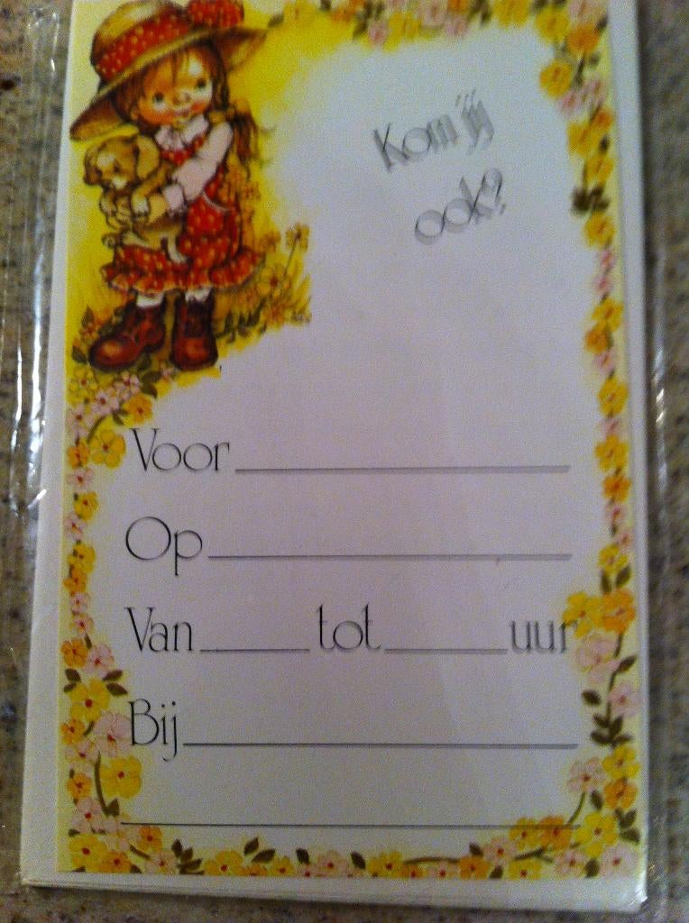 "Holly Hobbie" Uitnodiging Kaart met Enveloppe Nieuw, Verzamelen, Retro, Ophalen of Verzenden, Huis en Inrichting