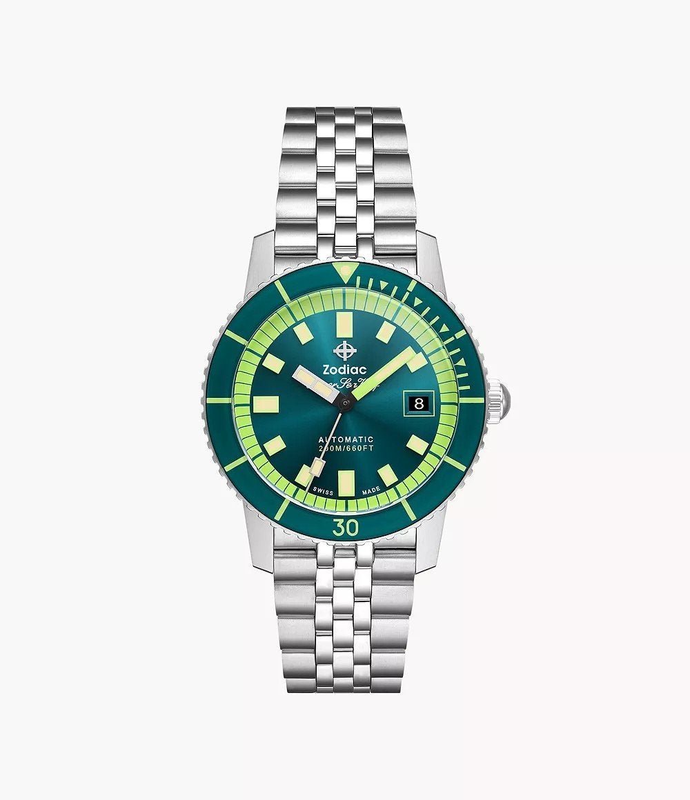 Zodiac Super Sea Wolf (ZO9310) Sapphire Crystal Automatisch, Staal, Staal, Polshorloge, Nieuw