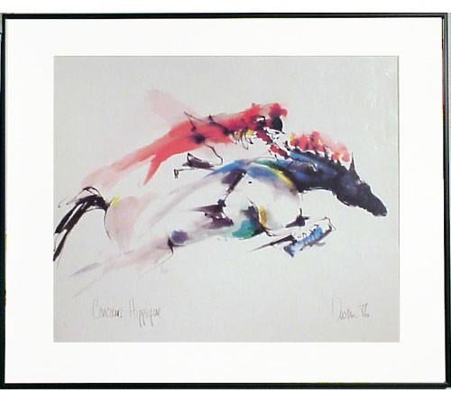" Paardensprong " ingelijste poster van Ortho Owen € 30, Antiek en Kunst, Ophalen of Verzenden
