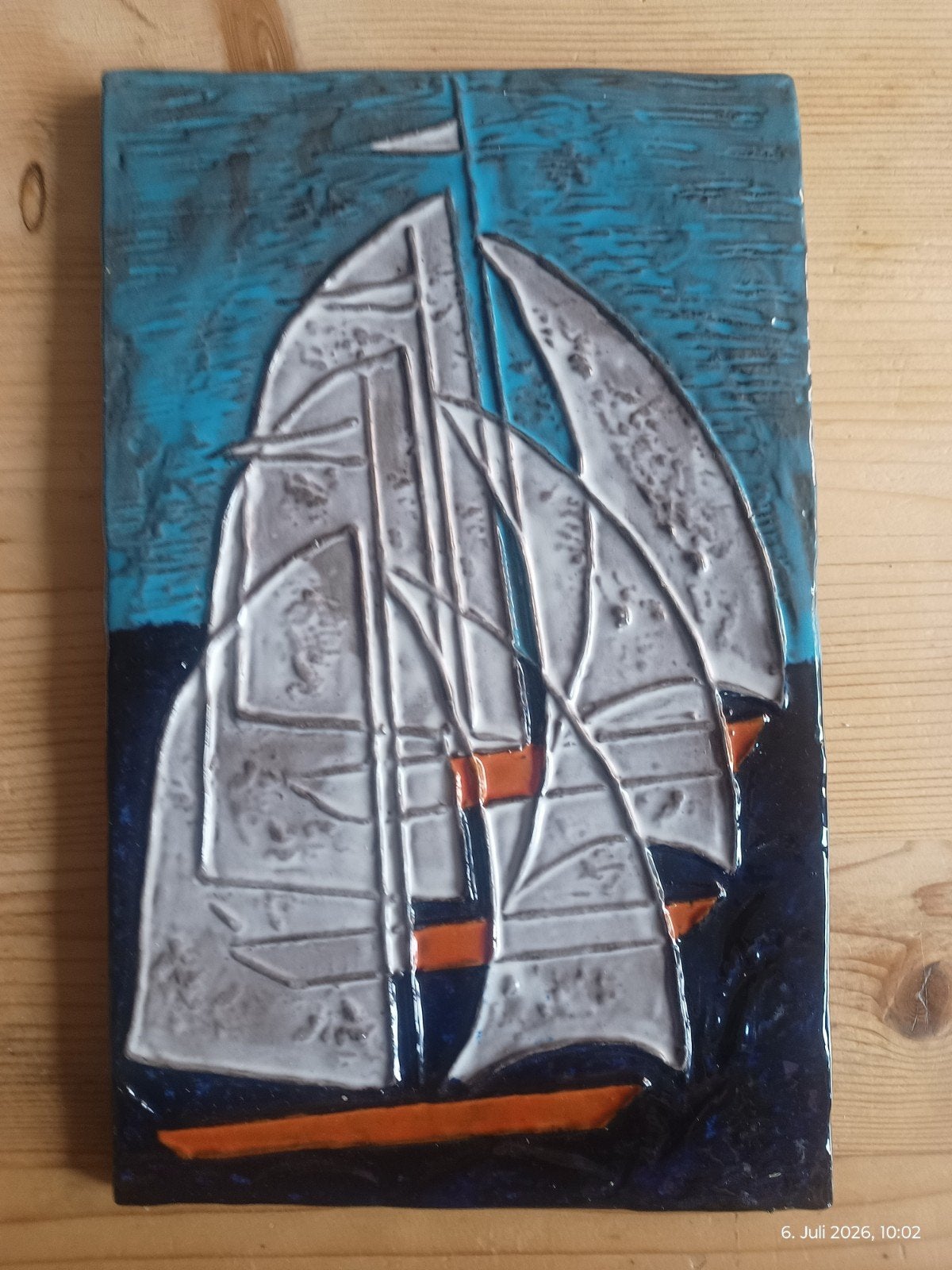 Vintage Keramiek wandplaat  Upsala Ekeby Zweden zeilboten, Ophalen of Verzenden