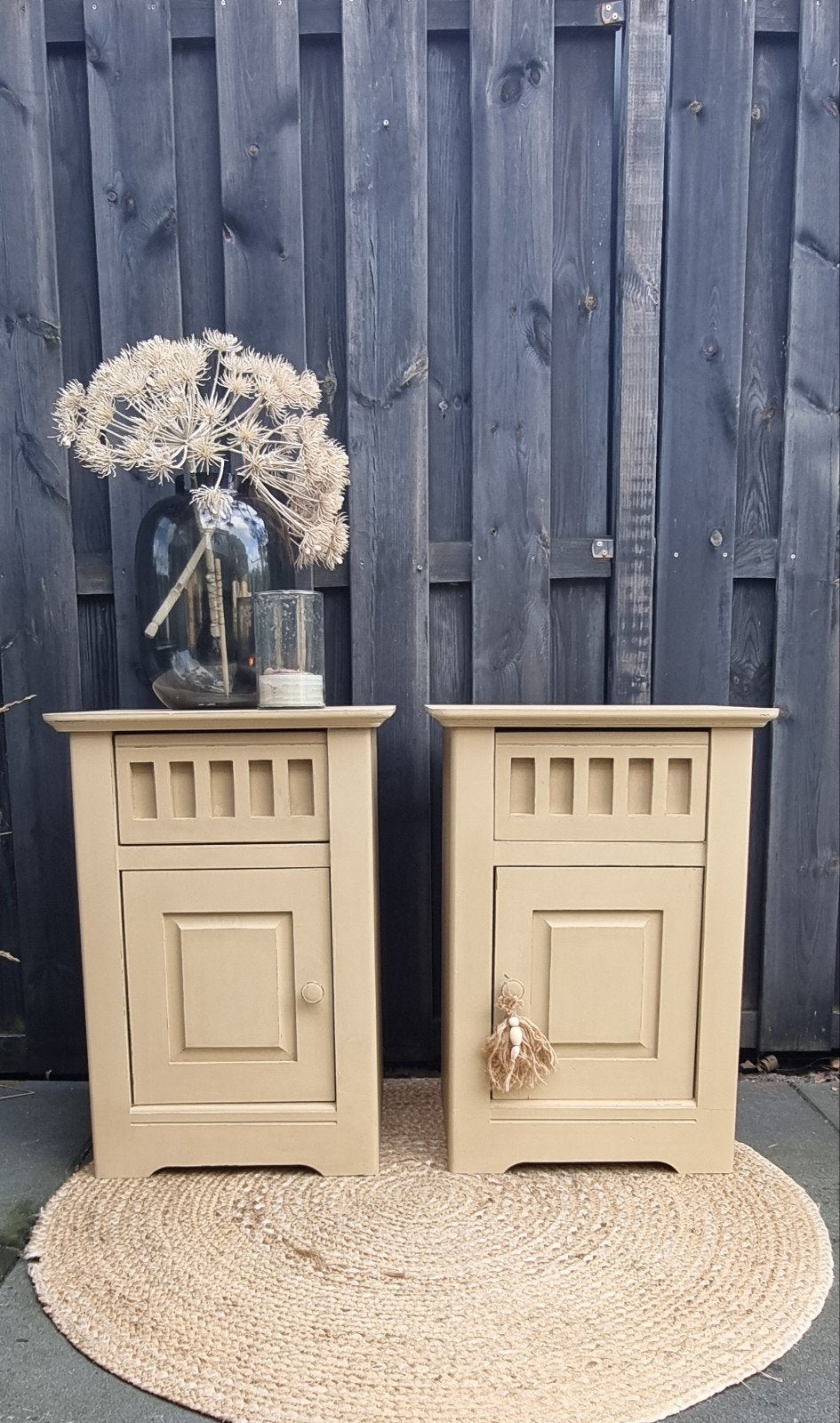 SET VAN 2 SFEERVOLLE NACHTKASTJES IBIZA/BOHO-STYLE, Ophalen, Hout, 45 tot 65 cm, 55 tot 70 cm