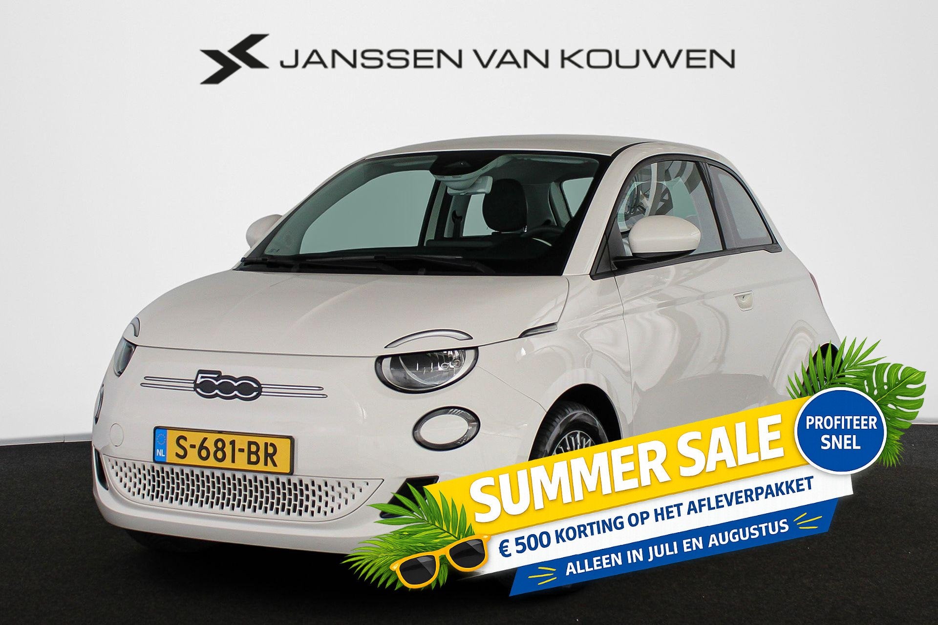 Fiat 500e Icon 42 kWh Apple CarPlay Climate Control Navi 16", Auto's, Fiat, Stof, 4 stoelen, Wit, Origineel Nederlands