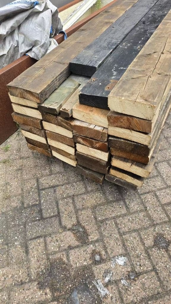 36 gordingen, Doe-het-zelf en Verbouw, Hout en Planken, Ophalen, Gebruikt, Balk, Overige houtsoorten