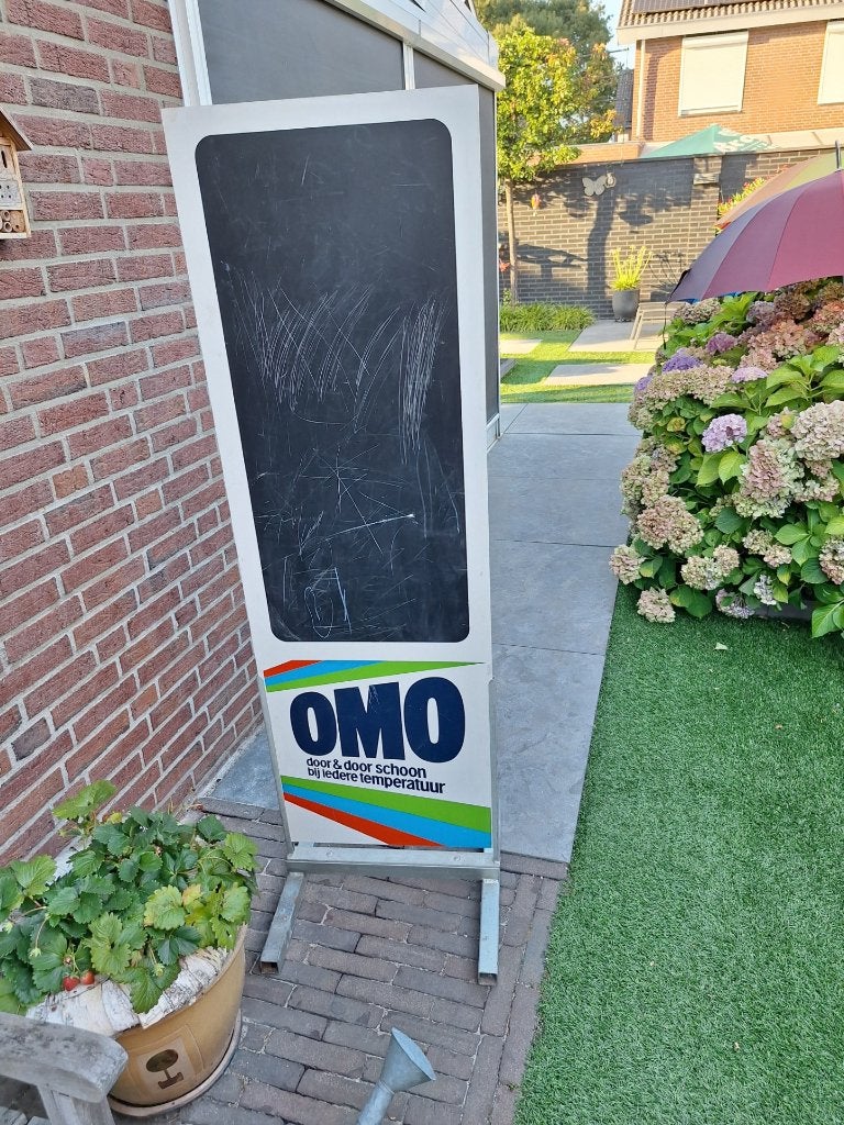 Vintage reclame krijt bord "OMO", Ophalen, Gebruikt, Reclamebord